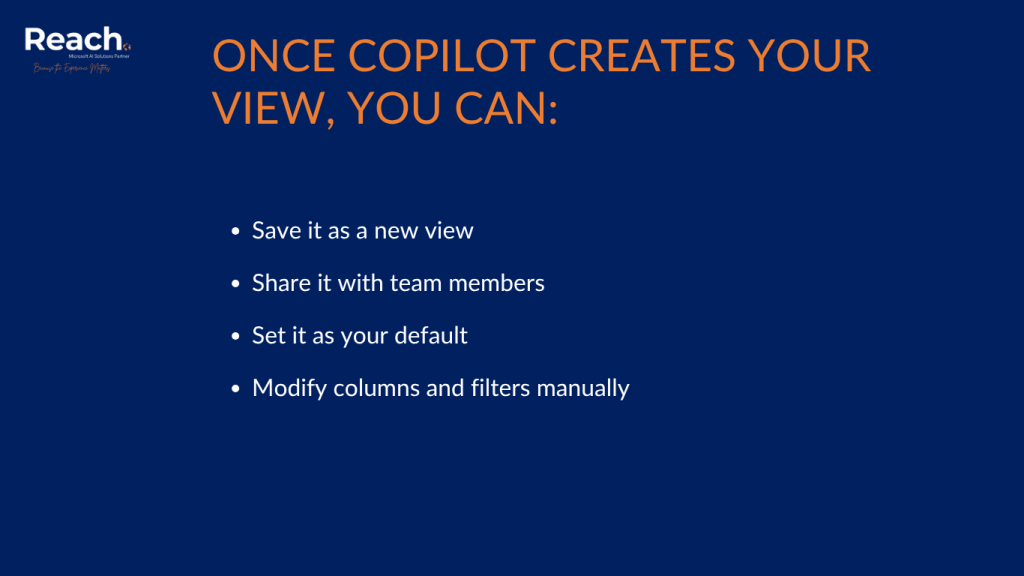 Copilot AI can Support with Views Setting in Sales app